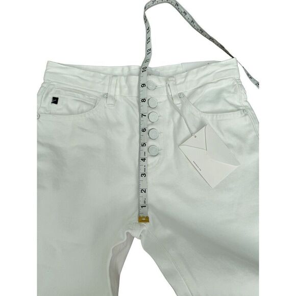 Kancan Cammie High Rise Straight Leg Jeans White Button Fly Frayed Hem 1/24 - Picture 6 of 13